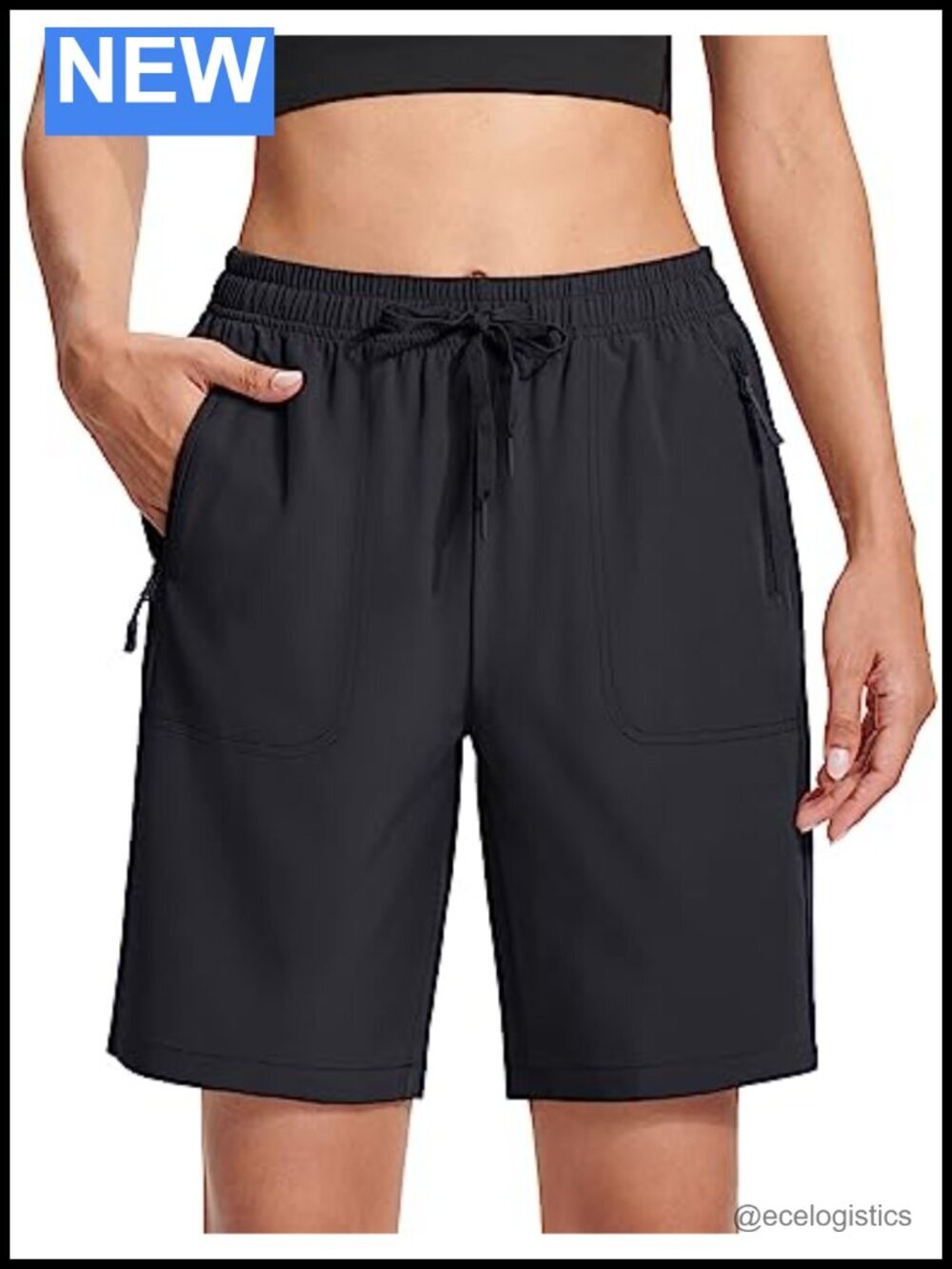 Women's Hiking Shorts Lightweight Quick Dry 8" Golf Shorts with 3 Zipper Pockets